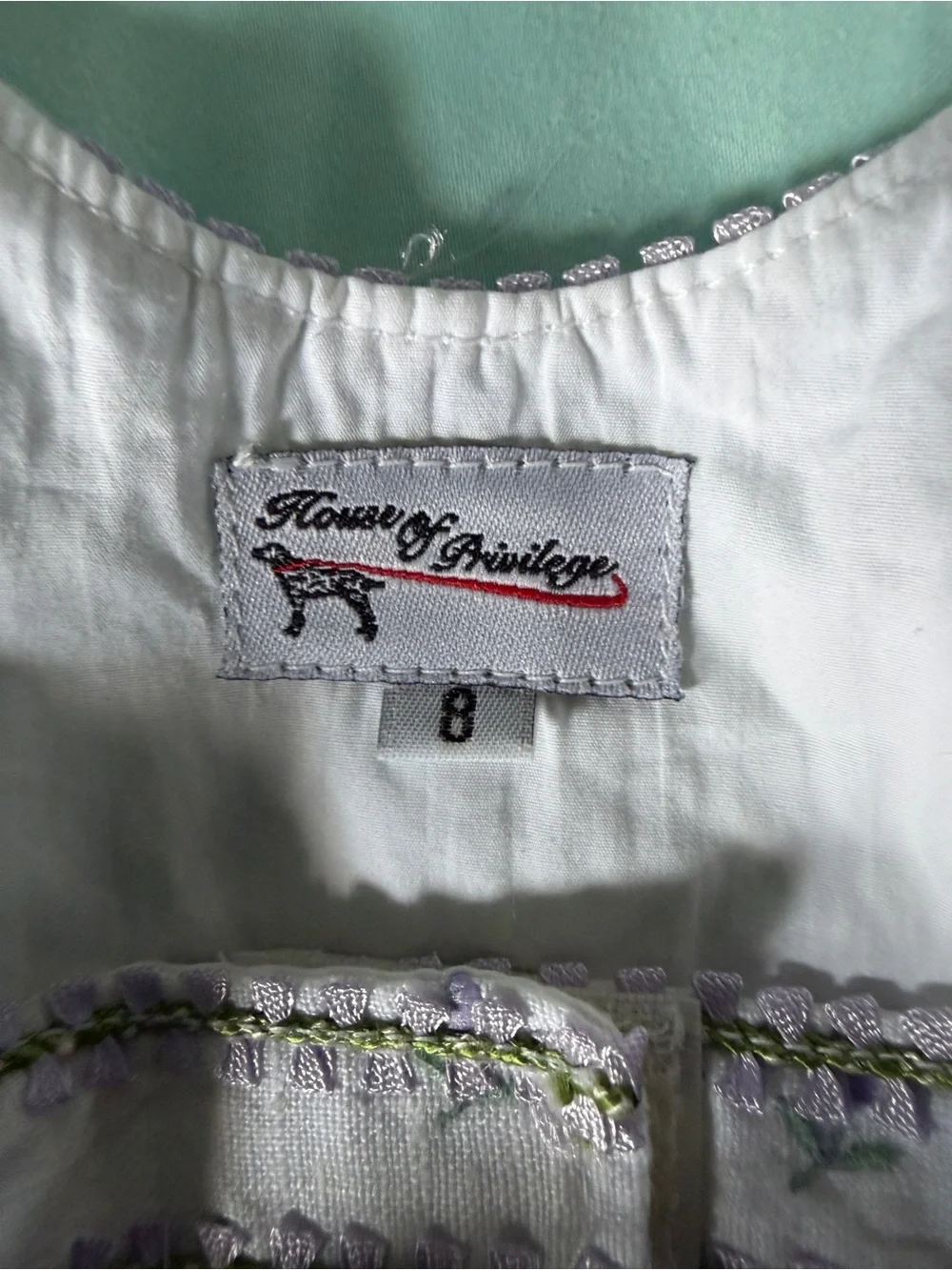 White & Lavender Floral Dog Dress - dog /cat Couture dress NWOT